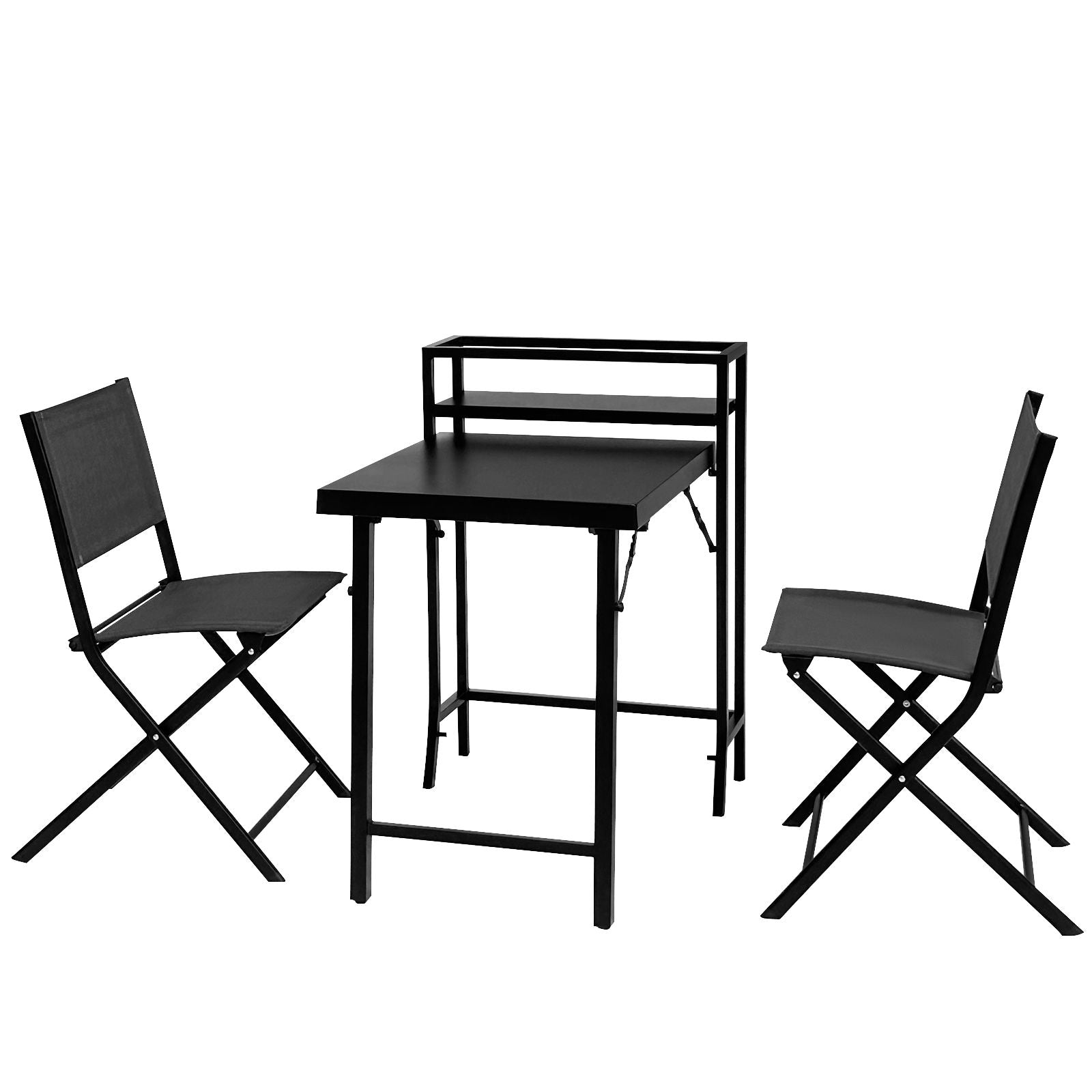 3PCS Patio Bistro Set, Patio Set of Foldable Patio Table and Chairs,Outdoor Patio Furniture Sets,Black image 1