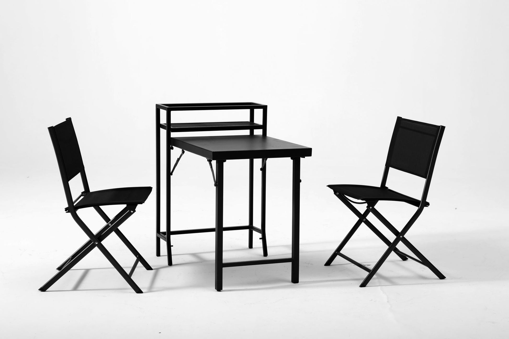 3PCS Patio Bistro Set, Patio Set of Foldable Patio Table and Chairs,Outdoor Patio Furniture Sets,Black image 2