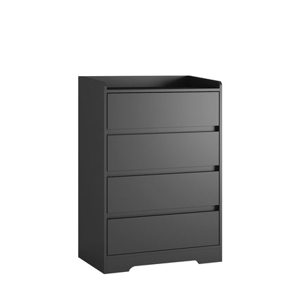 4 Drawer Dresser, Chest of Drawers Without Handle,Black Dresser for Bedroom 100% Waterproof, Modern Wooden Cabinet with  image 9