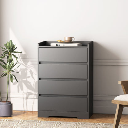 4 Drawer Dresser, Chest of Drawers Without Handle,Black Dresser for Bedroom 100% Waterproof, Modern Wooden Cabinet with  image 4