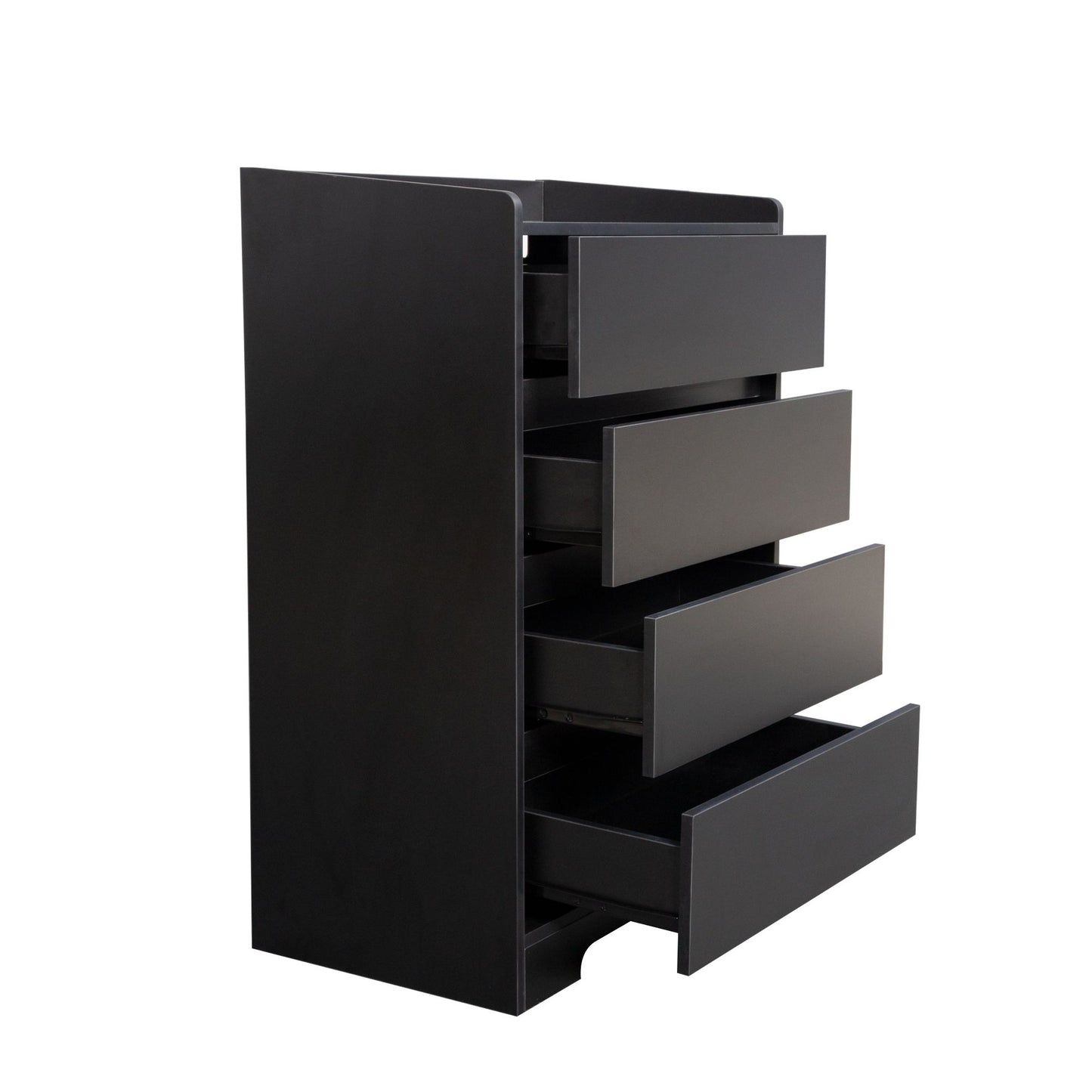 4 Drawer Dresser, Chest of Drawers Without Handle,Black Dresser for Bedroom 100% Waterproof, Modern Wooden Cabinet with  image 12