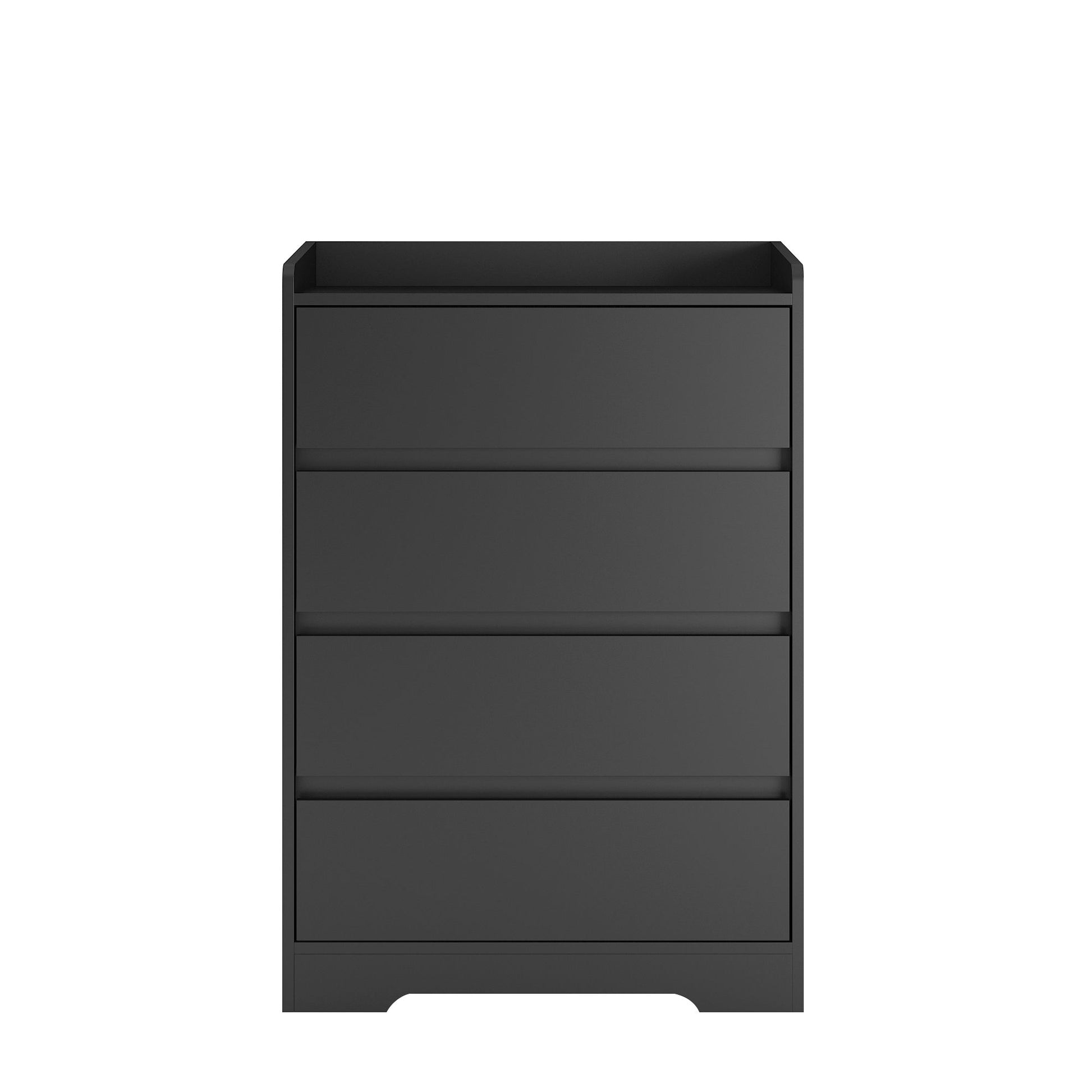 4 Drawer Dresser, Chest of Drawers Without Handle,Black Dresser for Bedroom 100% Waterproof, Modern Wooden Cabinet with  image 10
