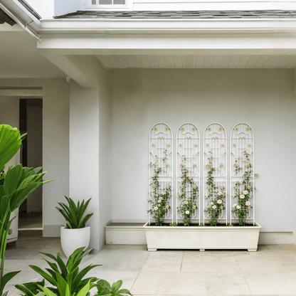 4 Pack Metal Garden Trellis 86.7" x 19.7" Rustproof Trellis for Climbing Plants Outdoor Flower Support Cream White image 5