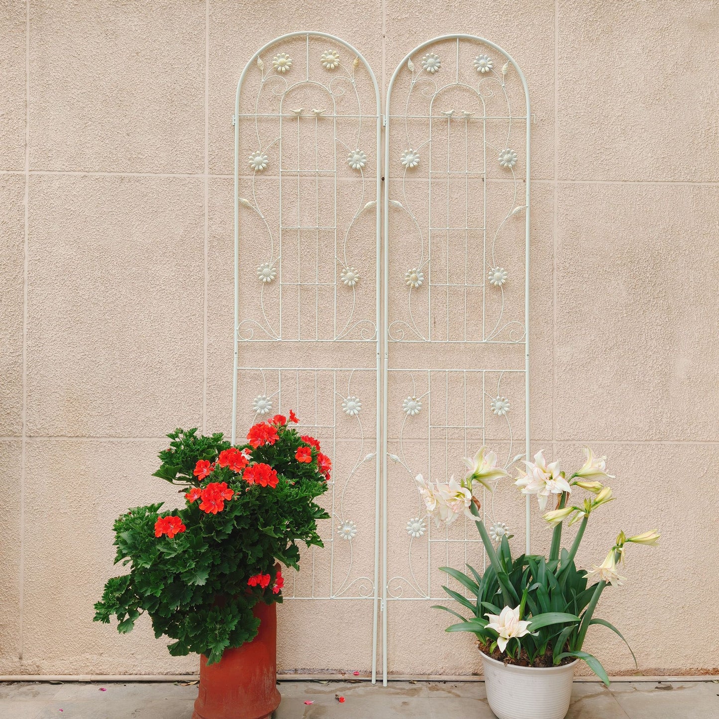 4 Pack Metal Garden Trellis 86.7" x 19.7" Rustproof Trellis for Climbing Plants Outdoor Flower Support Cream White image 8