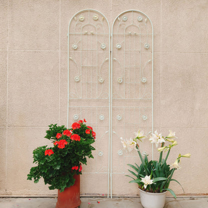 4 Pack Metal Garden Trellis 86.7" x 19.7" Rustproof Trellis for Climbing Plants Outdoor Flower Support Cream White image 8