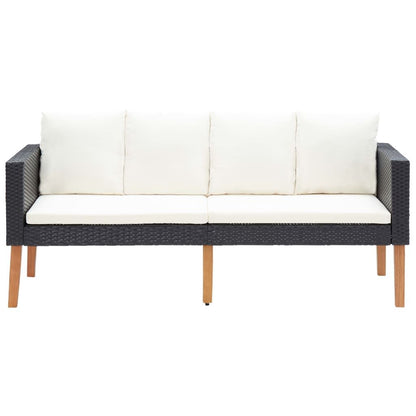 4 Piece Patio Lounge Set with Cushions Poly Rattan Black image 13
