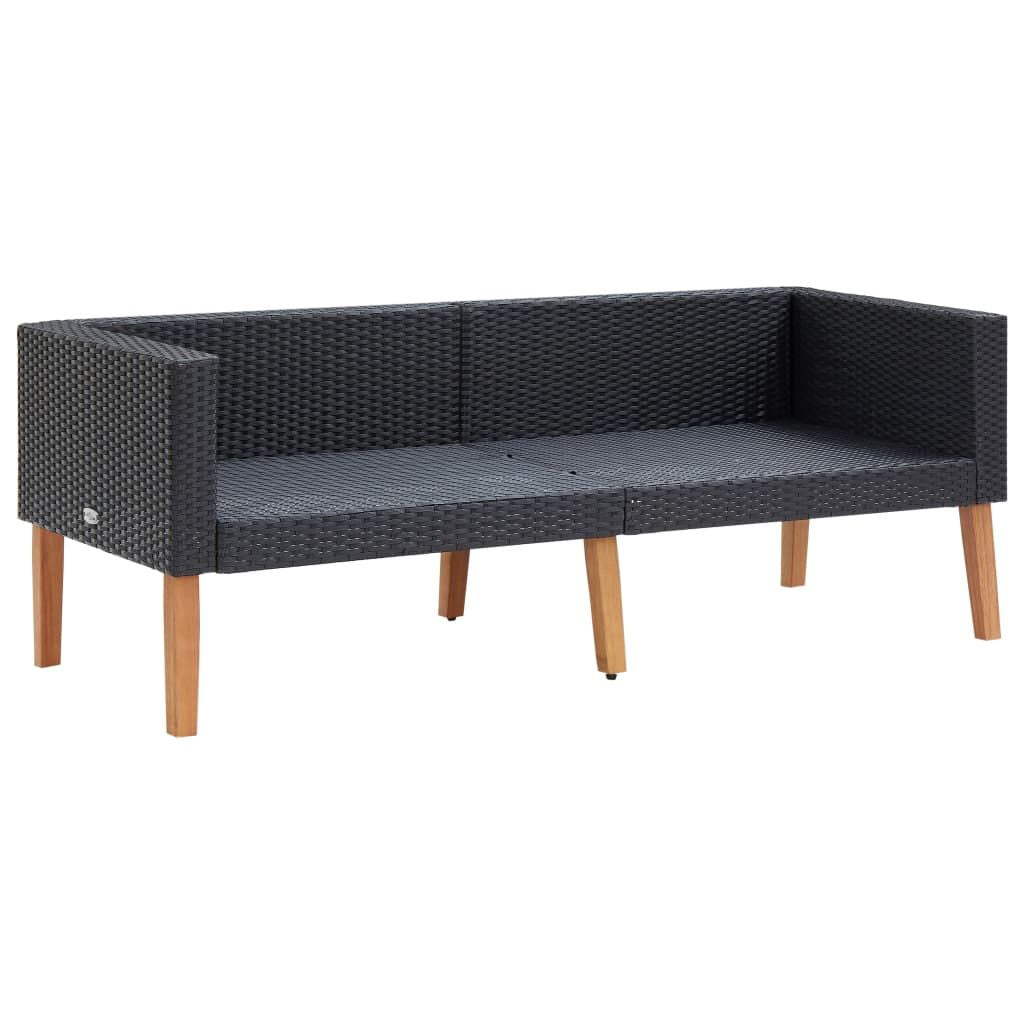 4 Piece Patio Lounge Set with Cushions Poly Rattan Black image 14