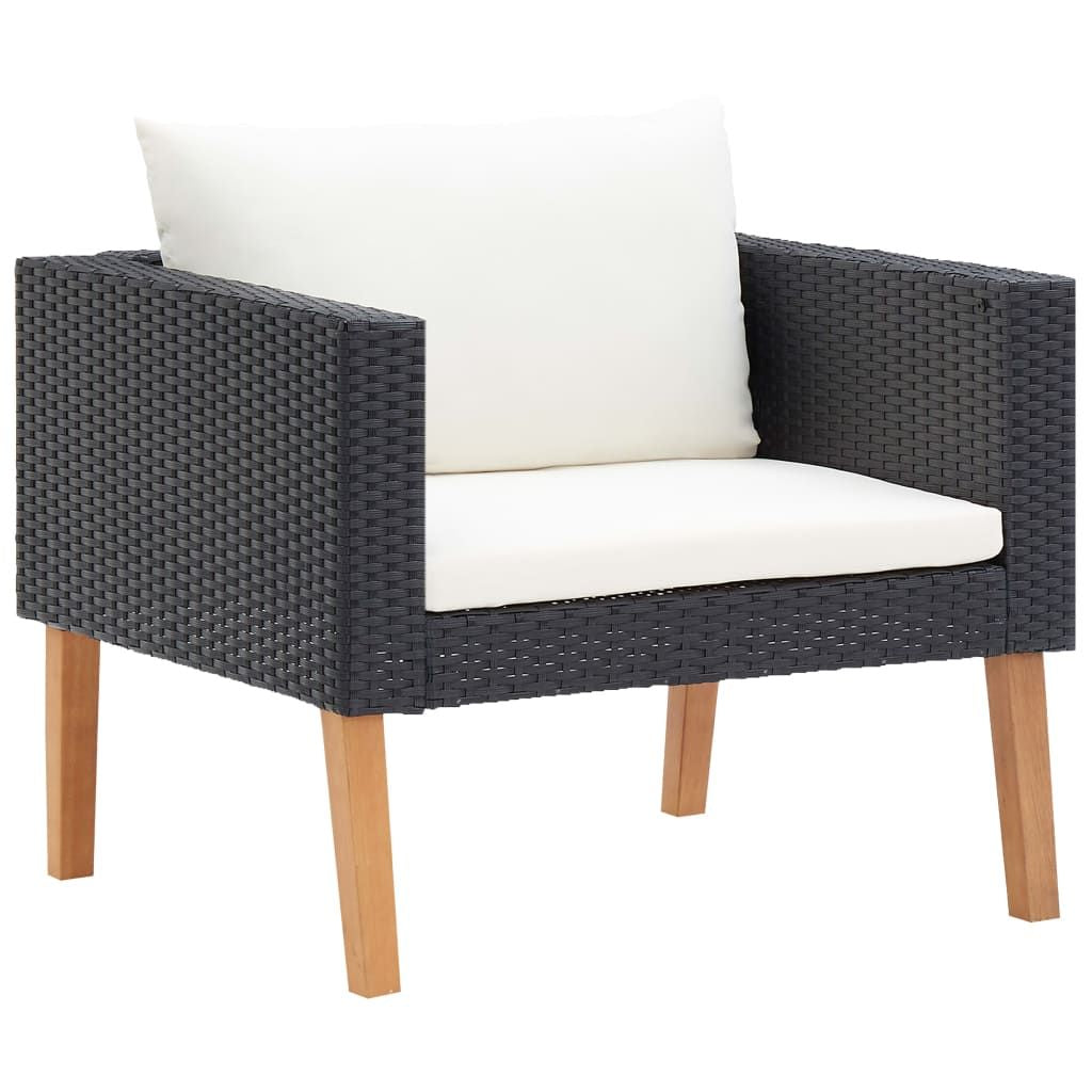 4 Piece Patio Lounge Set with Cushions Poly Rattan Black image 7