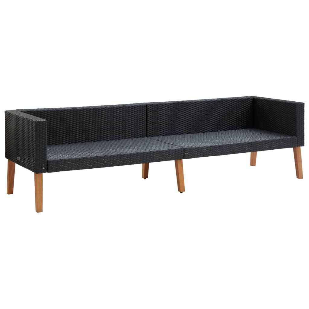 4 Piece Patio Lounge Set with Cushions Poly Rattan Black image 5