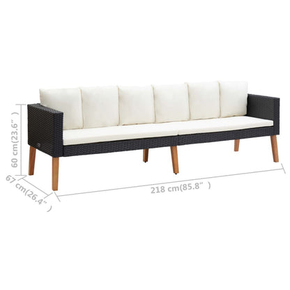 4 Piece Patio Lounge Set with Cushions Poly Rattan Black image 10
