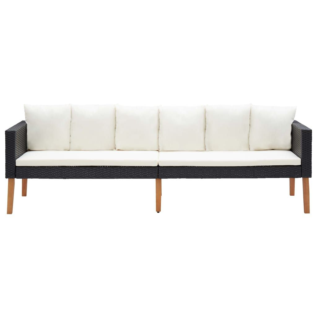 4 Piece Patio Lounge Set with Cushions Poly Rattan Black image 3
