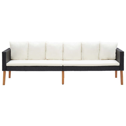 4 Piece Patio Lounge Set with Cushions Poly Rattan Black image 3