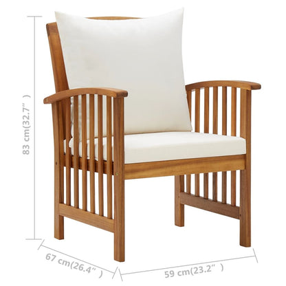 4 Piece Patio Lounge Set with Cushions Solid Acacia Wood image 12