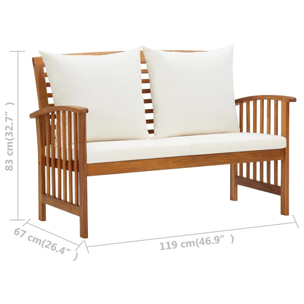 4 Piece Patio Lounge Set with Cushions Solid Acacia Wood image 11