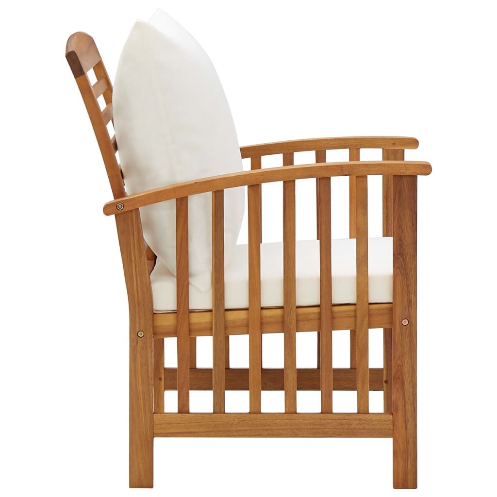 4 Piece Patio Lounge Set with Cushions Solid Acacia Wood image 6