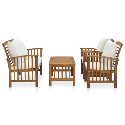 4 Piece Patio Lounge Set with Cushions Solid Acacia Wood image 2