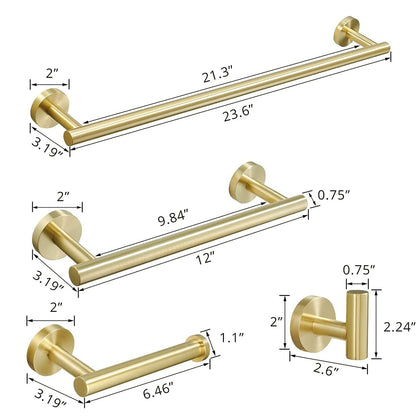 4-Pieces Brushed Nickel Gold Bathroom Accessories Set, Stainless Steel Bathroom Hardware Set, Bath Towel Bar Set, Towel  image 10