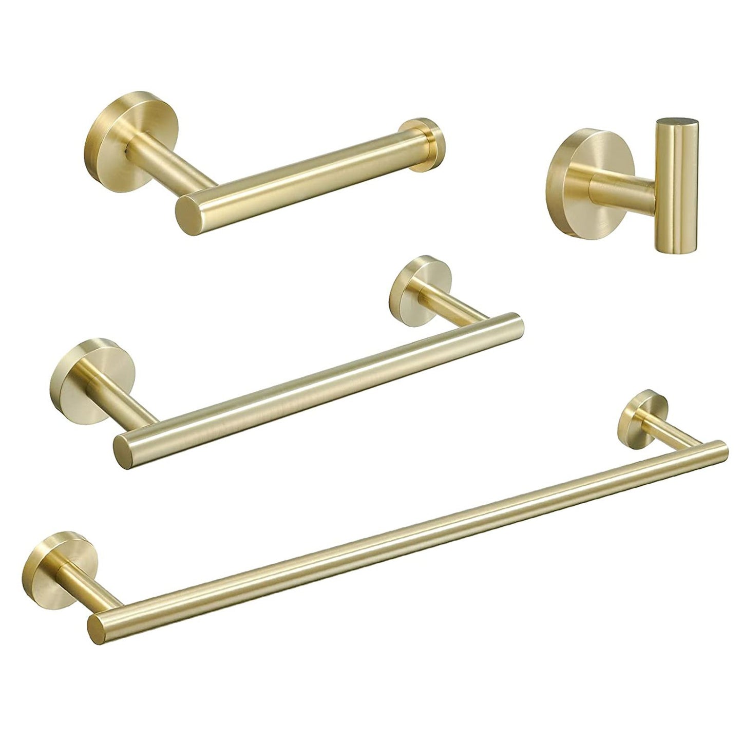 4-Pieces Brushed Nickel Gold Bathroom Accessories Set, Stainless Steel Bathroom Hardware Set, Bath Towel Bar Set, Towel  image 5
