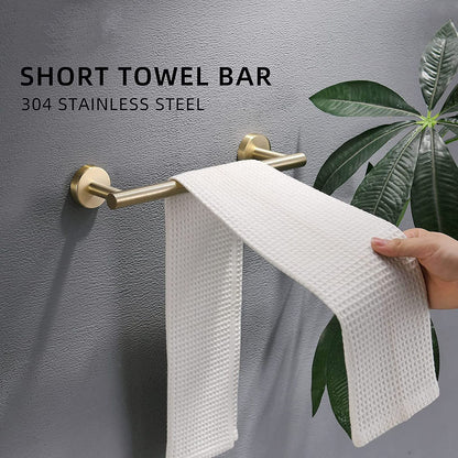 4-Pieces Brushed Nickel Gold Bathroom Accessories Set, Stainless Steel Bathroom Hardware Set, Bath Towel Bar Set, Towel  image 8