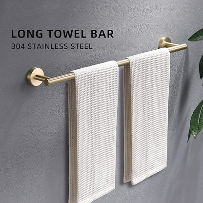 4-Pieces Brushed Nickel Gold Bathroom Accessories Set, Stainless Steel Bathroom Hardware Set, Bath Towel Bar Set, Towel  image 6
