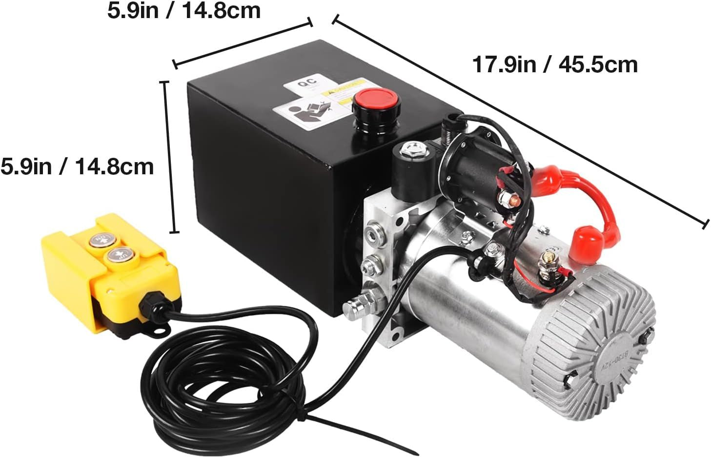 4 Quart Hydraulic Pump 12V DC 3200 PSI Single Acting Dump Trailer Pump Hydraulic Power Unit with Metal Reservoir for Dum image 2