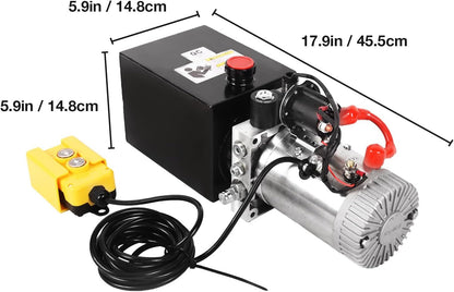 4 Quart Hydraulic Pump 12V DC 3200 PSI Single Acting Dump Trailer Pump Hydraulic Power Unit with Metal Reservoir for Dum image 2