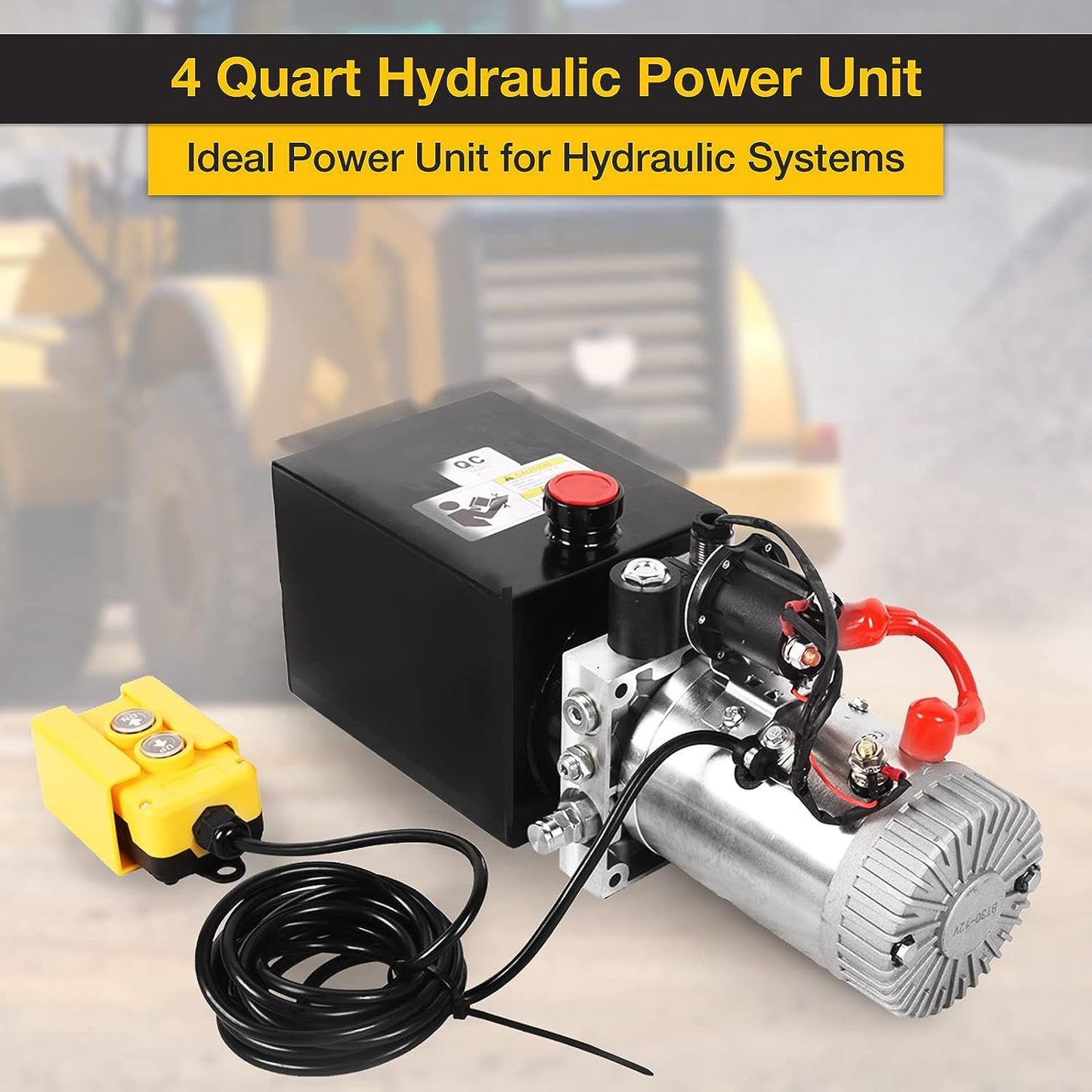 4 Quart Hydraulic Pump 12V DC 3200 PSI Single Acting Dump Trailer Pump Hydraulic Power Unit with Metal Reservoir for Dum image 3