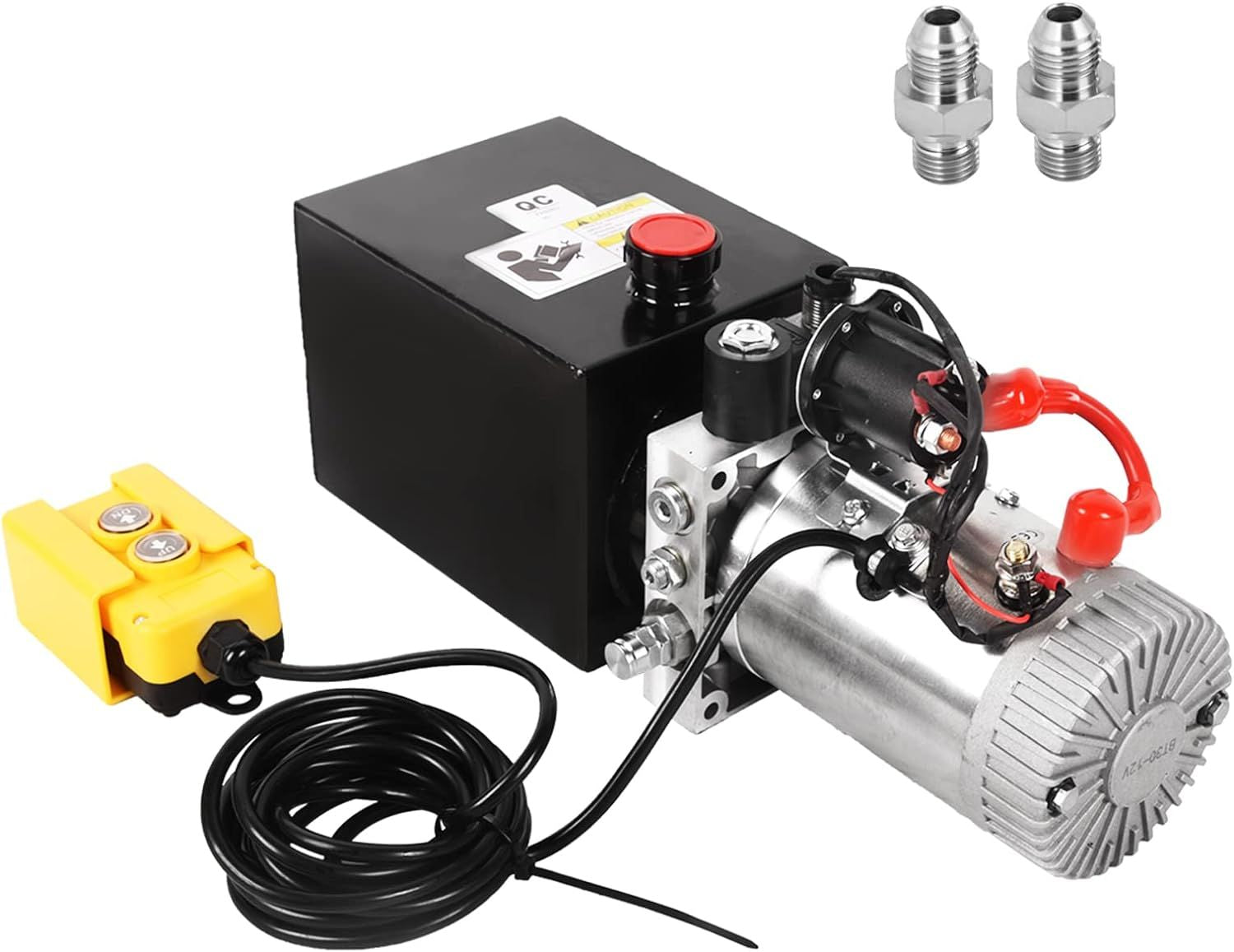 4 Quart Hydraulic Pump 12V DC 3200 PSI Single Acting Dump Trailer Pump Hydraulic Power Unit with Metal Reservoir for Dum image 1