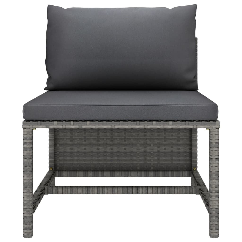 4-Seater Patio Sofa with Cushions Gray Poly Rattan image 7