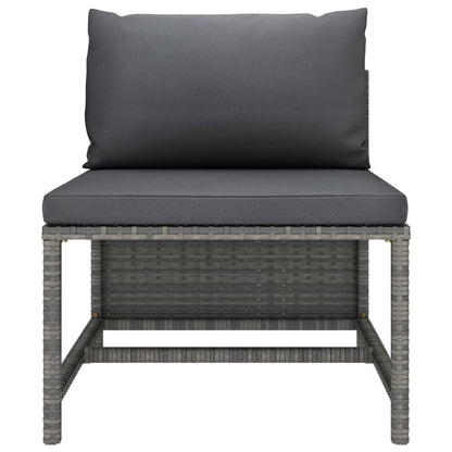 4-Seater Patio Sofa with Cushions Gray Poly Rattan image 7