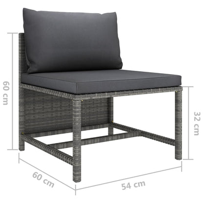 4-Seater Patio Sofa with Cushions Gray Poly Rattan image 10