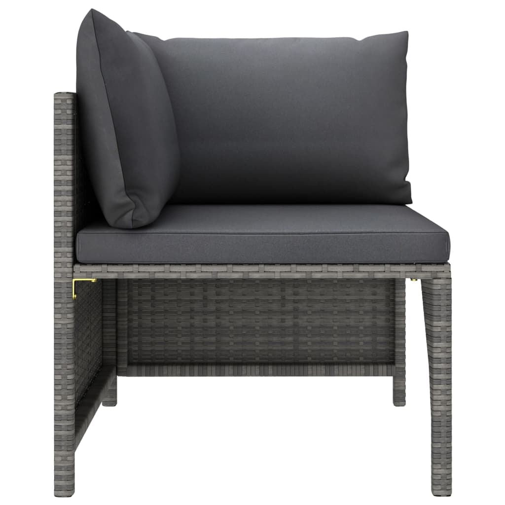 4-Seater Patio Sofa with Cushions Gray Poly Rattan image 6
