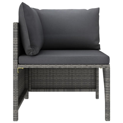 4-Seater Patio Sofa with Cushions Gray Poly Rattan image 6