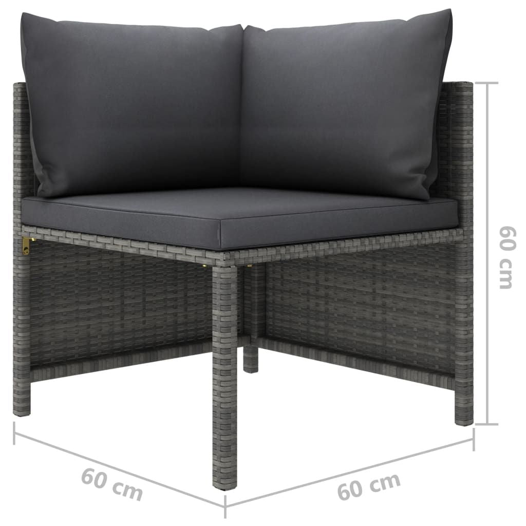 4-Seater Patio Sofa with Cushions Gray Poly Rattan image 9