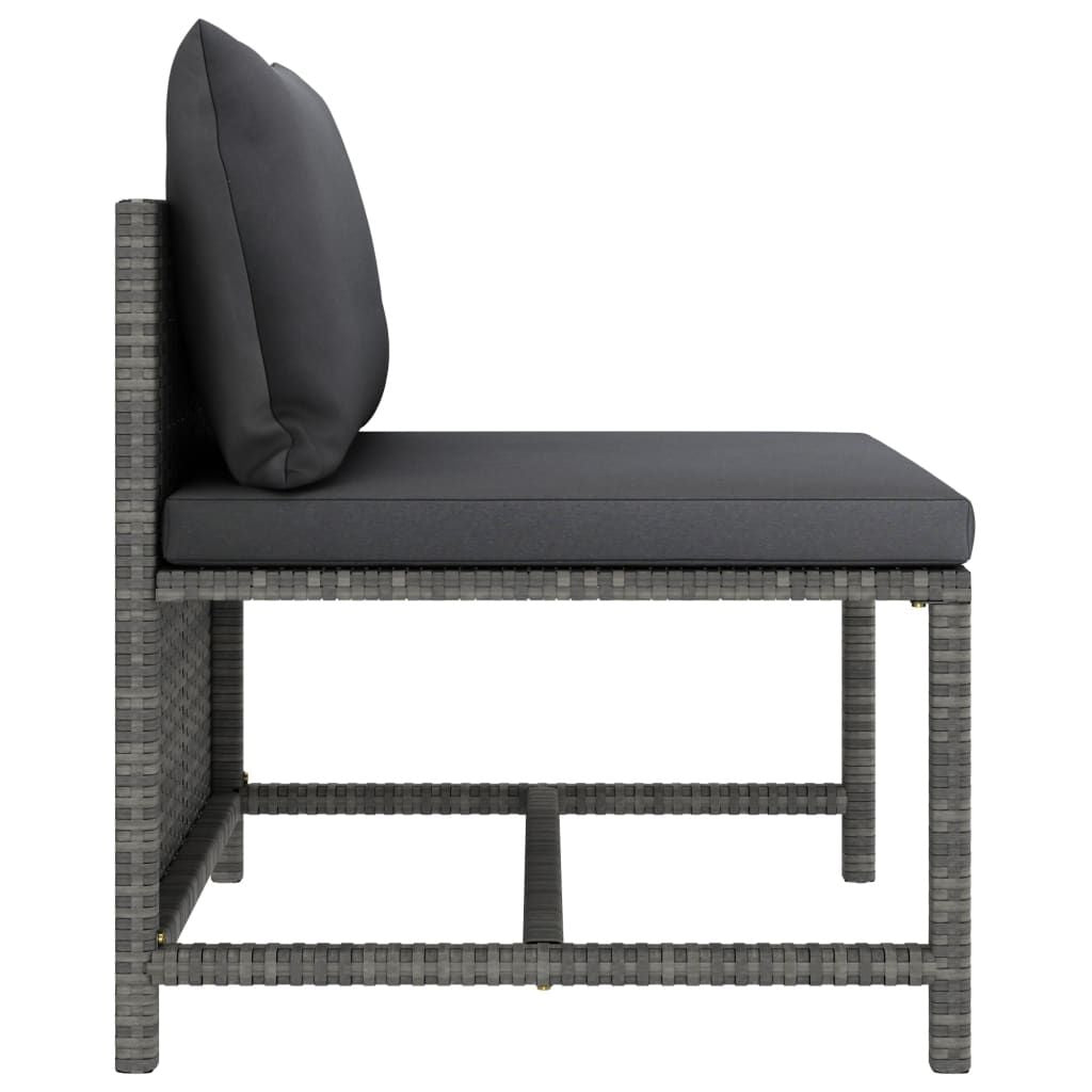 4-Seater Patio Sofa with Cushions Gray Poly Rattan image 8