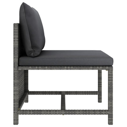 4-Seater Patio Sofa with Cushions Gray Poly Rattan image 8