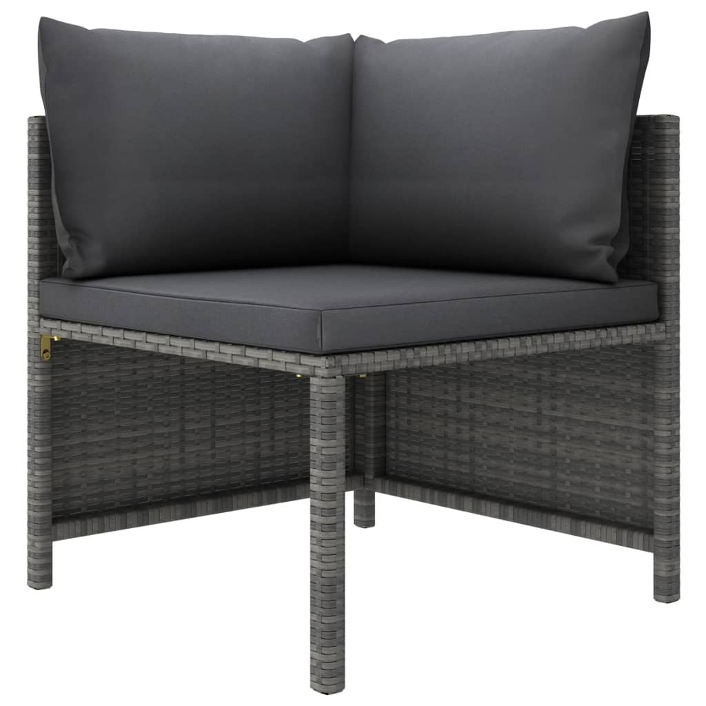 4-Seater Patio Sofa with Cushions Gray Poly Rattan image 2