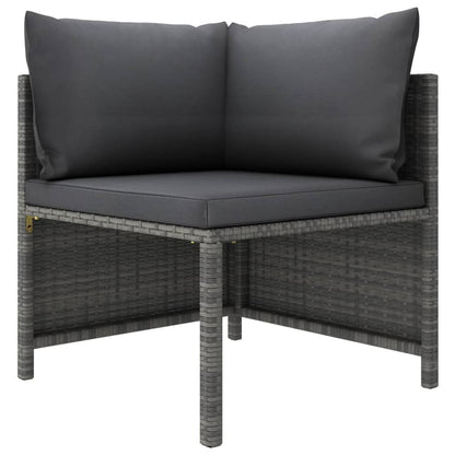 4-Seater Patio Sofa with Cushions Gray Poly Rattan image 2