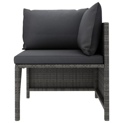 4-Seater Patio Sofa with Cushions Gray Poly Rattan image 3