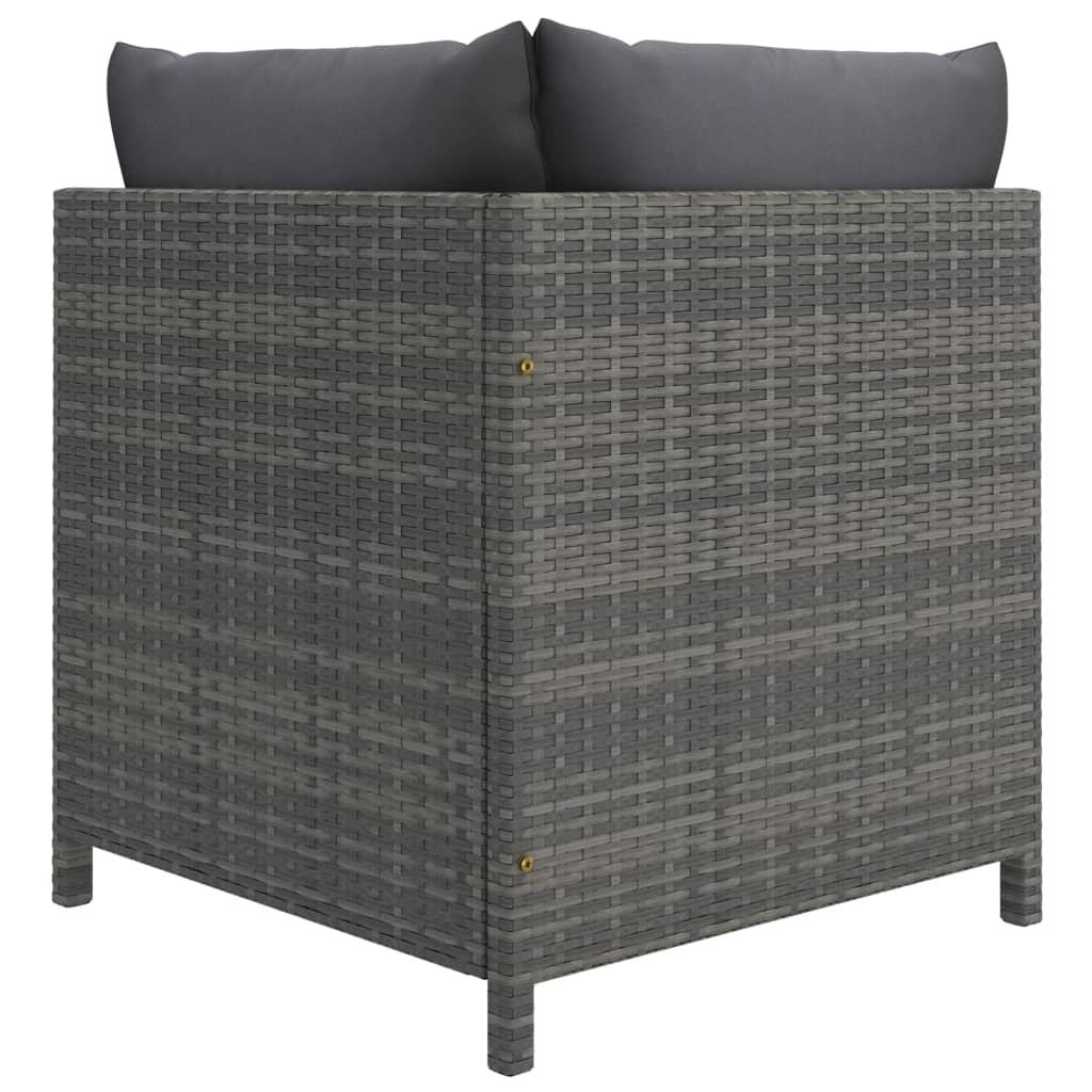 4-Seater Patio Sofa with Cushions Gray Poly Rattan image 4