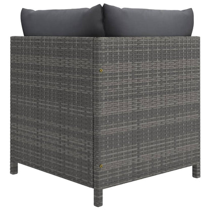 4-Seater Patio Sofa with Cushions Gray Poly Rattan image 4