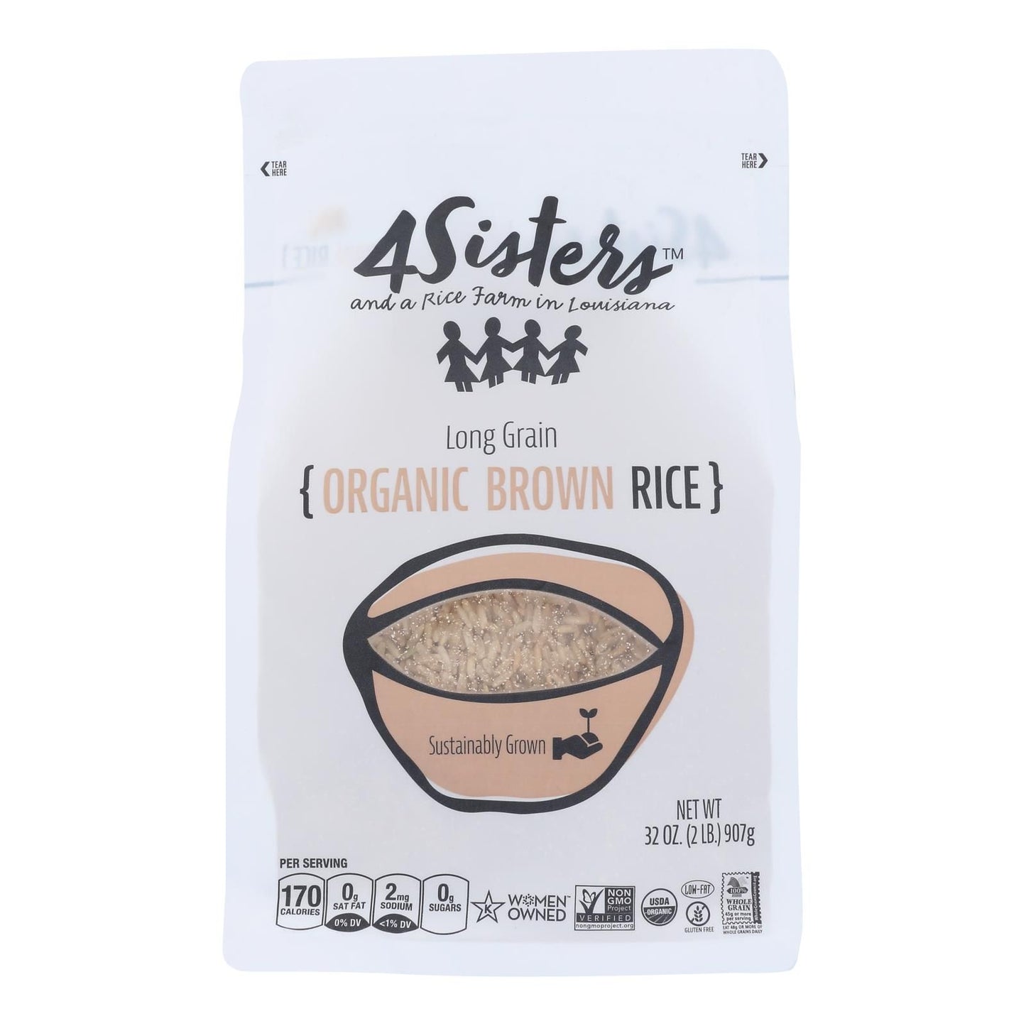 4 Sisters - Rice Og2 Brown Long Grain - Cs Of 6-2 Lb image 1