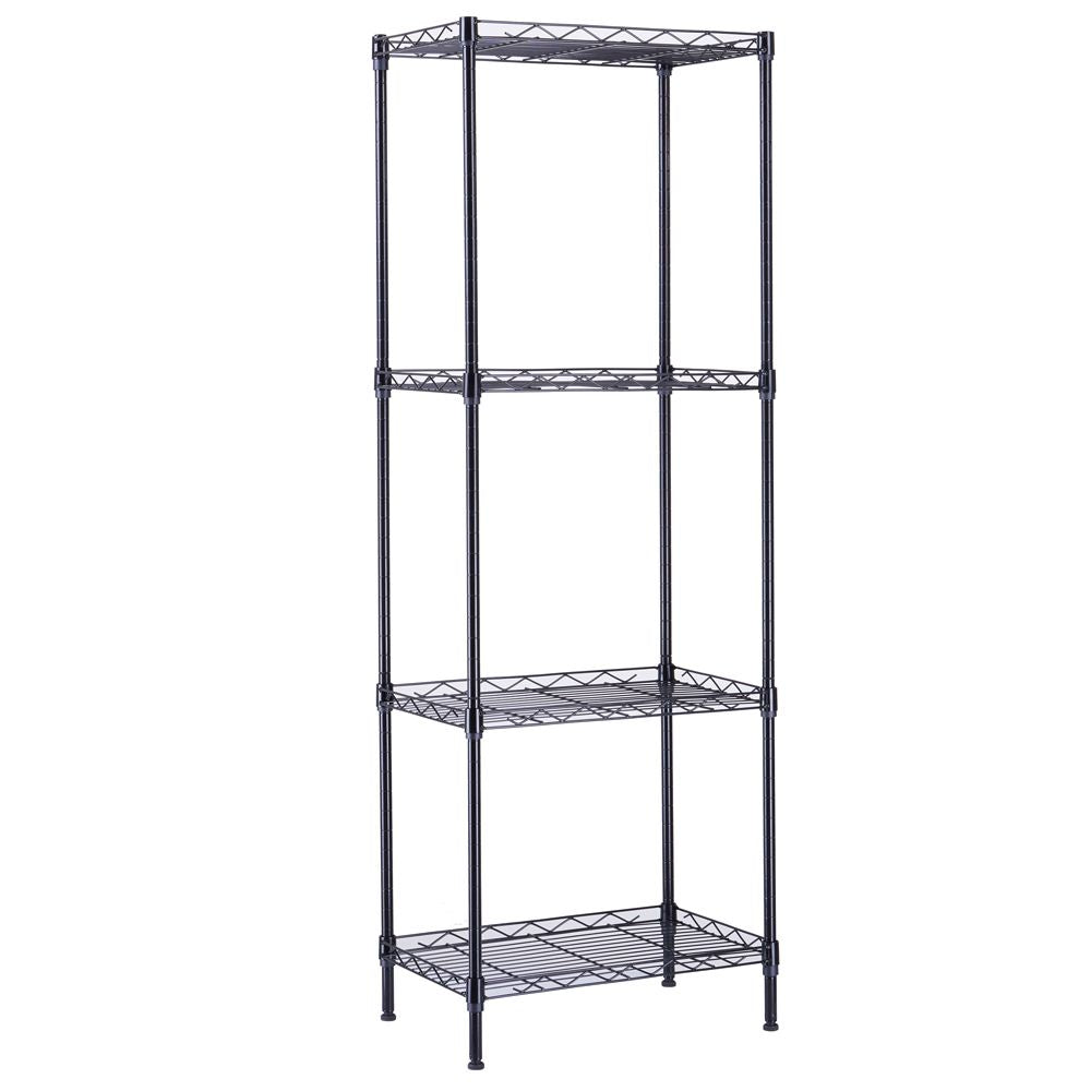 4-Tier Wire Shelving Unit Metal Storage Rack - Front View