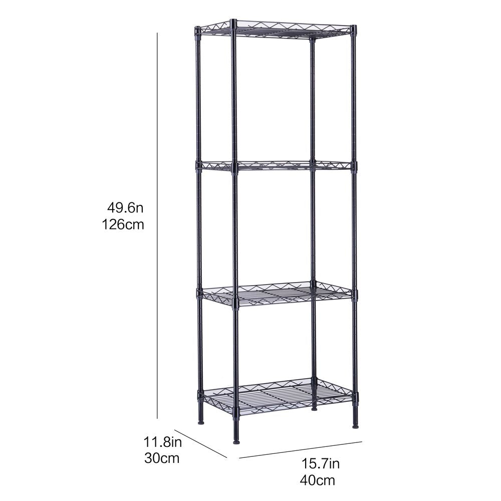 4-Tier Wire Shelving Unit Metal Storage Rack - Side View
