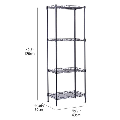 4-Tier Wire Shelving Unit Metal Storage Rack - Side View
