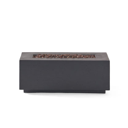 40" Outdoor 40,000 BTU Rectangular MgO Concrete Propane Fire Pit, Light Grey (Tank Cover not Included) image 2