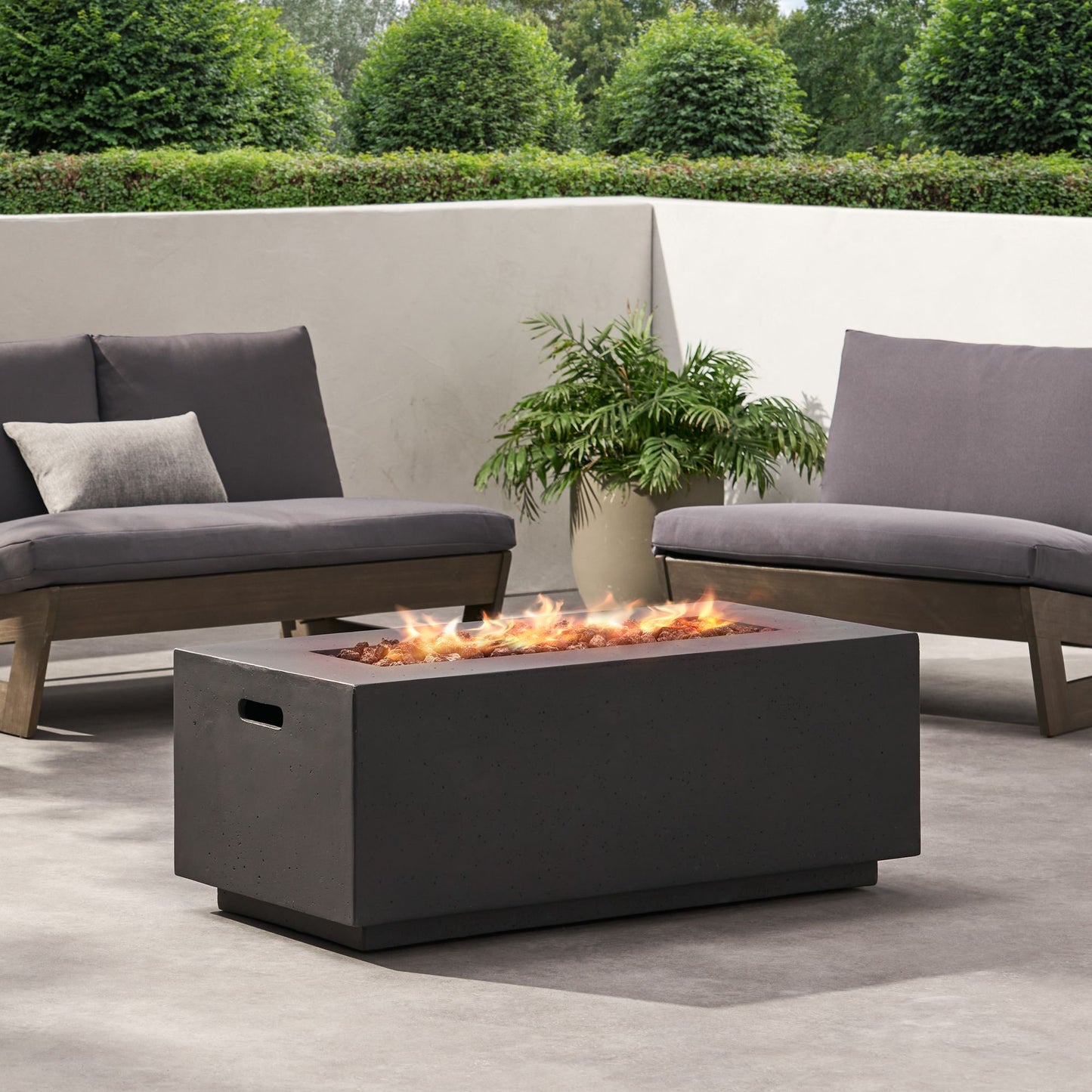40" Outdoor 40,000 BTU Rectangular MgO Concrete Propane Fire Pit, Light Grey (Tank Cover not Included) image 6