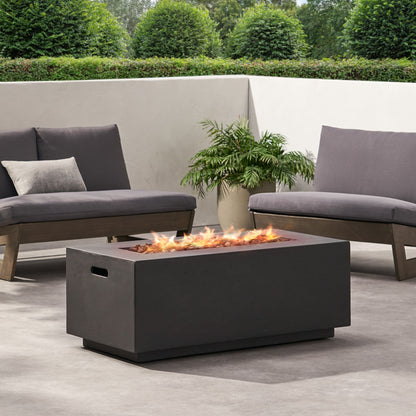40" Outdoor 40,000 BTU Rectangular MgO Concrete Propane Fire Pit, Light Grey (Tank Cover not Included) image 6