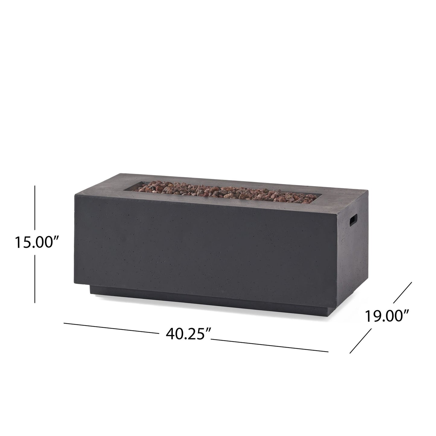40" Outdoor 40,000 BTU Rectangular MgO Concrete Propane Fire Pit, Light Grey (Tank Cover not Included) image 8
