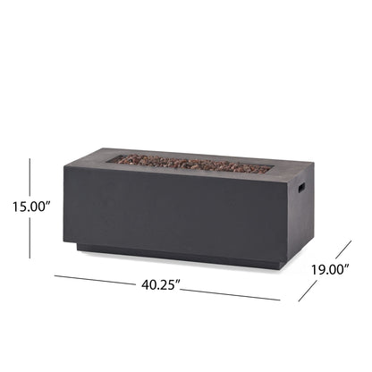 40" Outdoor 40,000 BTU Rectangular MgO Concrete Propane Fire Pit, Light Grey (Tank Cover not Included) image 8